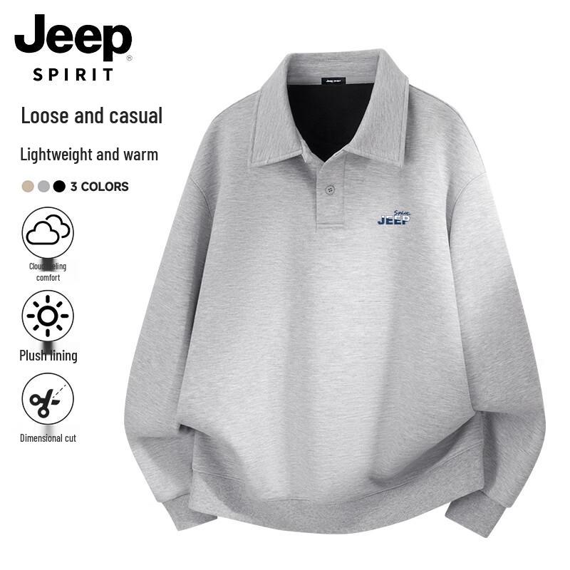JEEP SPIRIT Men's Fleece Polo Sweatshirt