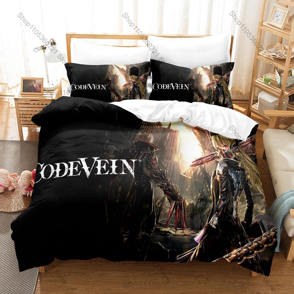 Code Vein Revenant Warriors Post-apocalyptic Dark Souls-like Anime Game HD Print Bedding Set Duvet Cover + 2 Pillowcases Gamer