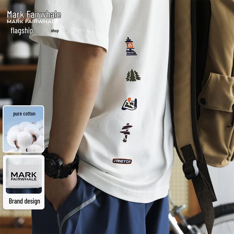 MARK FAIRWHALE Men s Summer American Casual Heavyweight Cotton T-Shirt XL