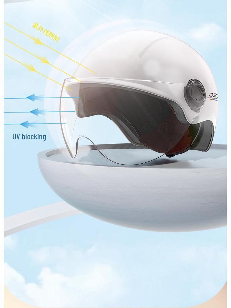 Golden Bell 3C Certified Unisex Electric Vehicle & Motorcycle Half Helmet with Sunscreen Protection