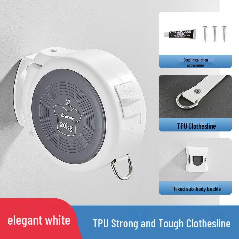 Rotating Retractable Invisible Clothesline for Indoor/Outdoor Use