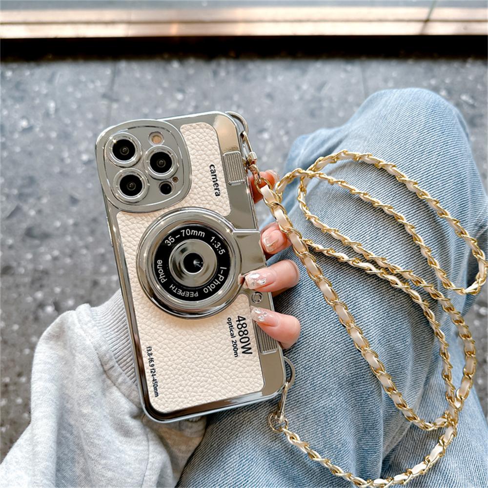 Funda de lujo para teléfono con cordón cruzado Retro 3d para Iphone 14, 13, 12, 11 Pro Max, elegante correa de cuero, funda suave a prueba de golpes