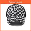 Black Fashionable And White Grid Splicing Breathable Mesh Design Baseball Cap