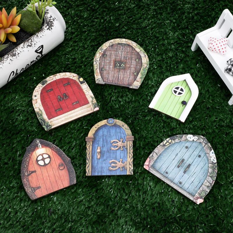 6 Pcs Garden Fairy Gnome Elf Miniature Figurines Window Door Home Garden Ornaments Art Sculpture Tree House Door Statue