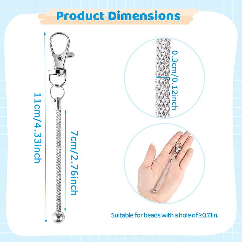 WTEMPO Beadable Keychain Bars Blank Detachable Metal Keychain Accessories for DIY Craft Beaded Key Chain Kit with Silver Finish