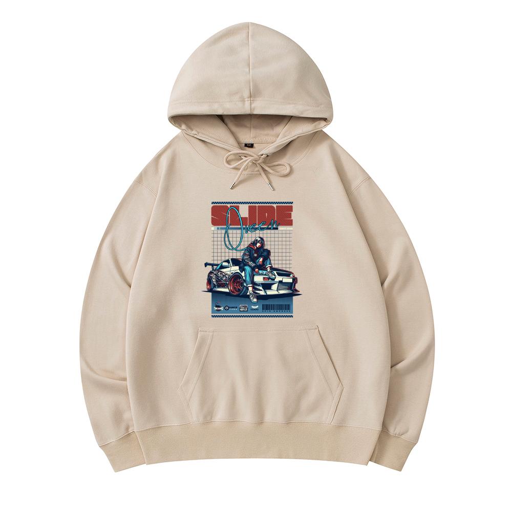 

300 г/м² Мужские хлопковые толстовки с капюшоном Slide Queen Print Премиум хлопок Толстовка XS армия зеленый