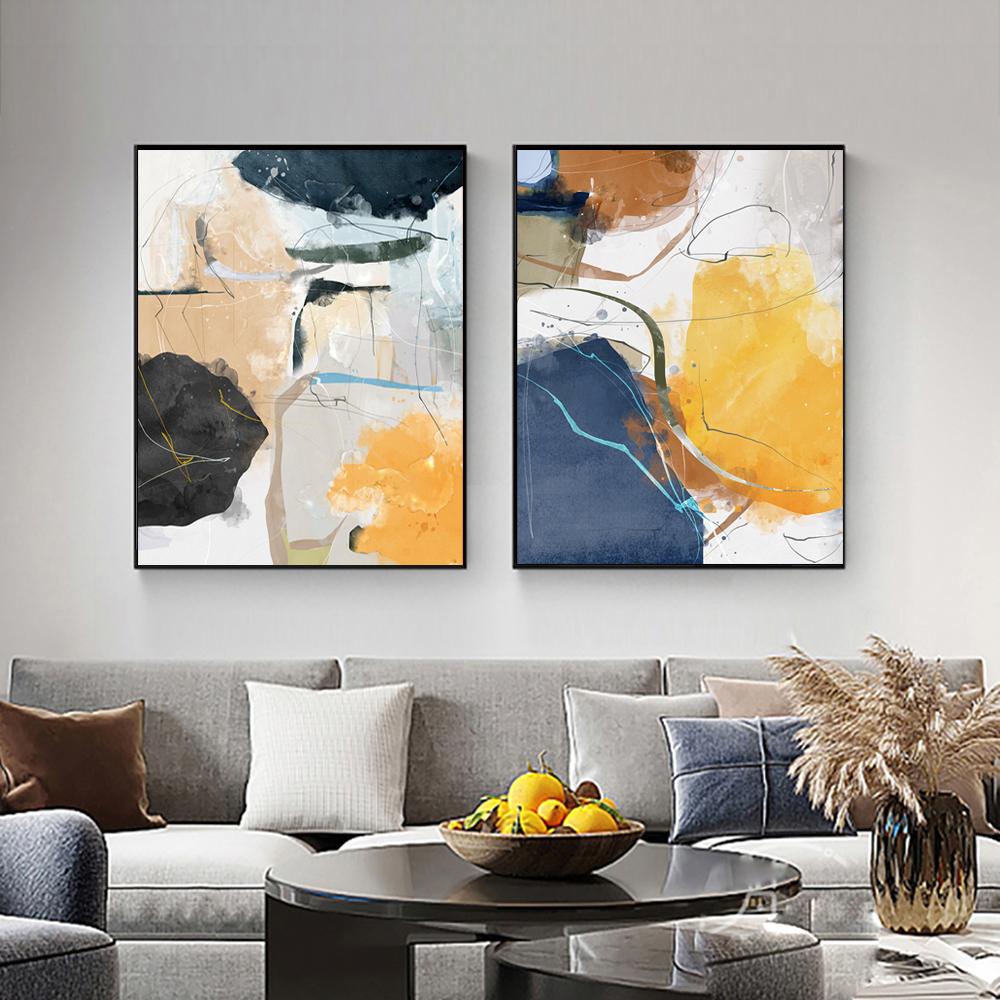 Painting Nordic Abstract Wall Art Pictures for Living Room Home Decor Unframed 3PCS Frameless Watercolor Geometric Canvas