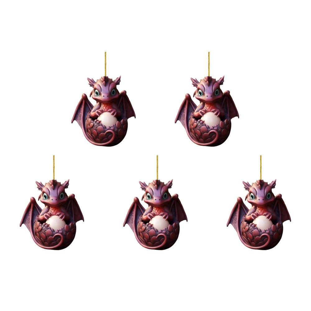Christmas Dragon Ornaments Novelty Dragon Egg Tree Pendant Acrylic Hanging Keychain Decoration Festive Party Supplies