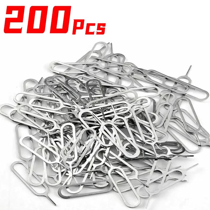 1-200 Stück SIM-Karten-Entfernungswerkzeug Edelstahl Auswerferstift Schlüssel für iPhone Samsung Huawei Android-Handy Fachöffnung Anti-Verlust