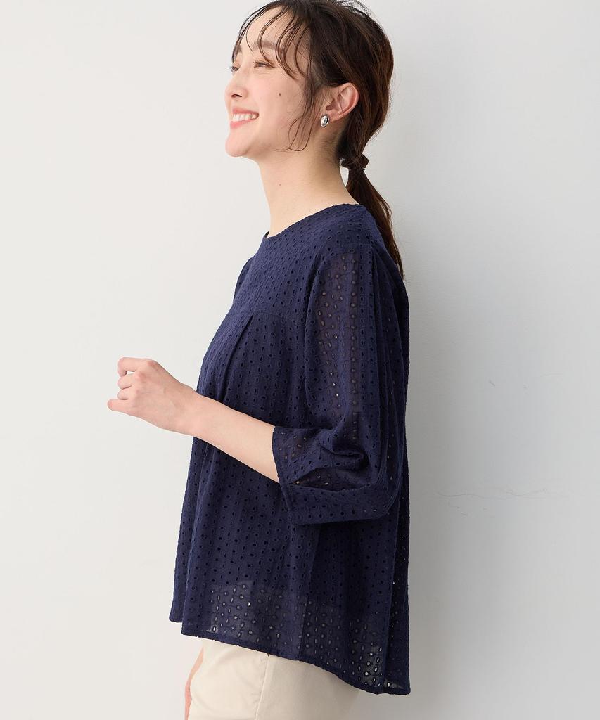 Petit Honfleur Lace Flare Pullover Size L Women's 521098, White,