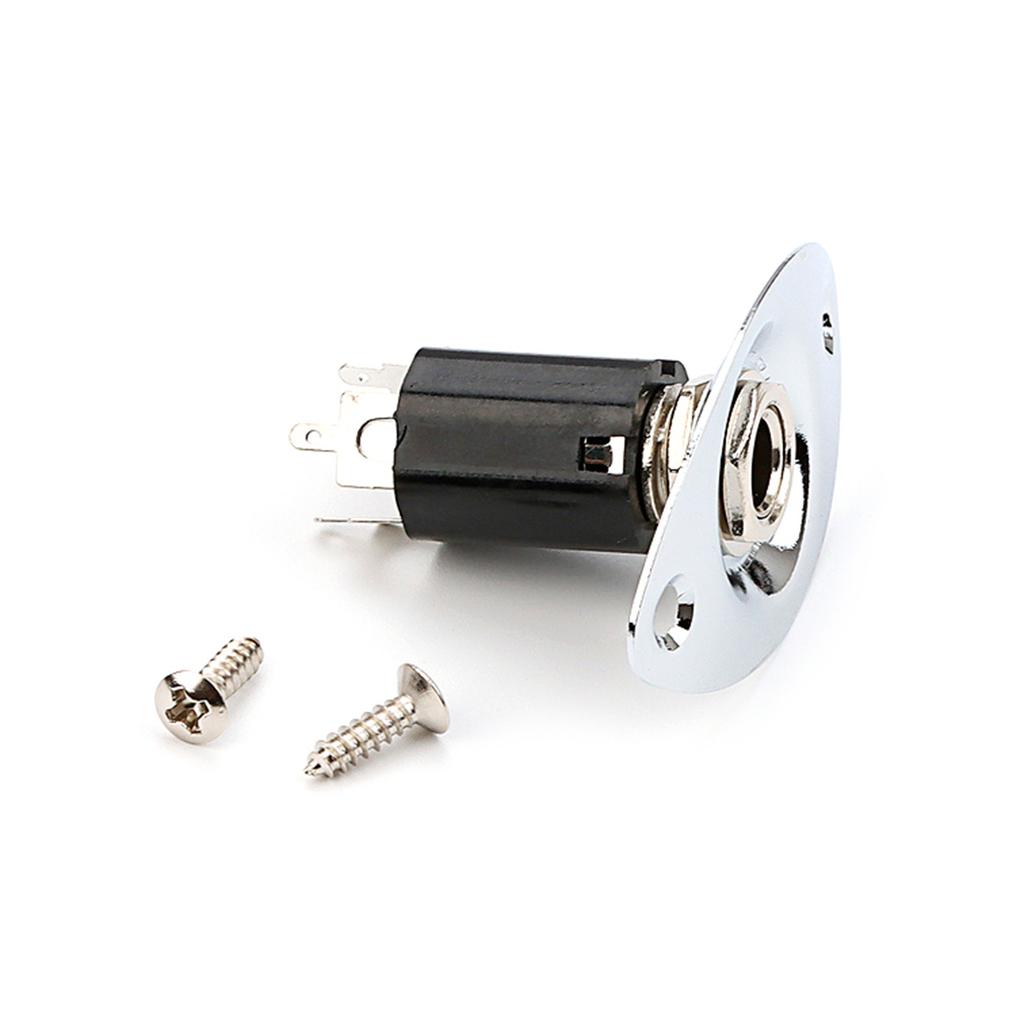 Electric Guitar Pickup Oval 6.35mm Jack Plate Jackplate Oval Output Input Jack Plate Socket With Mounting Screws