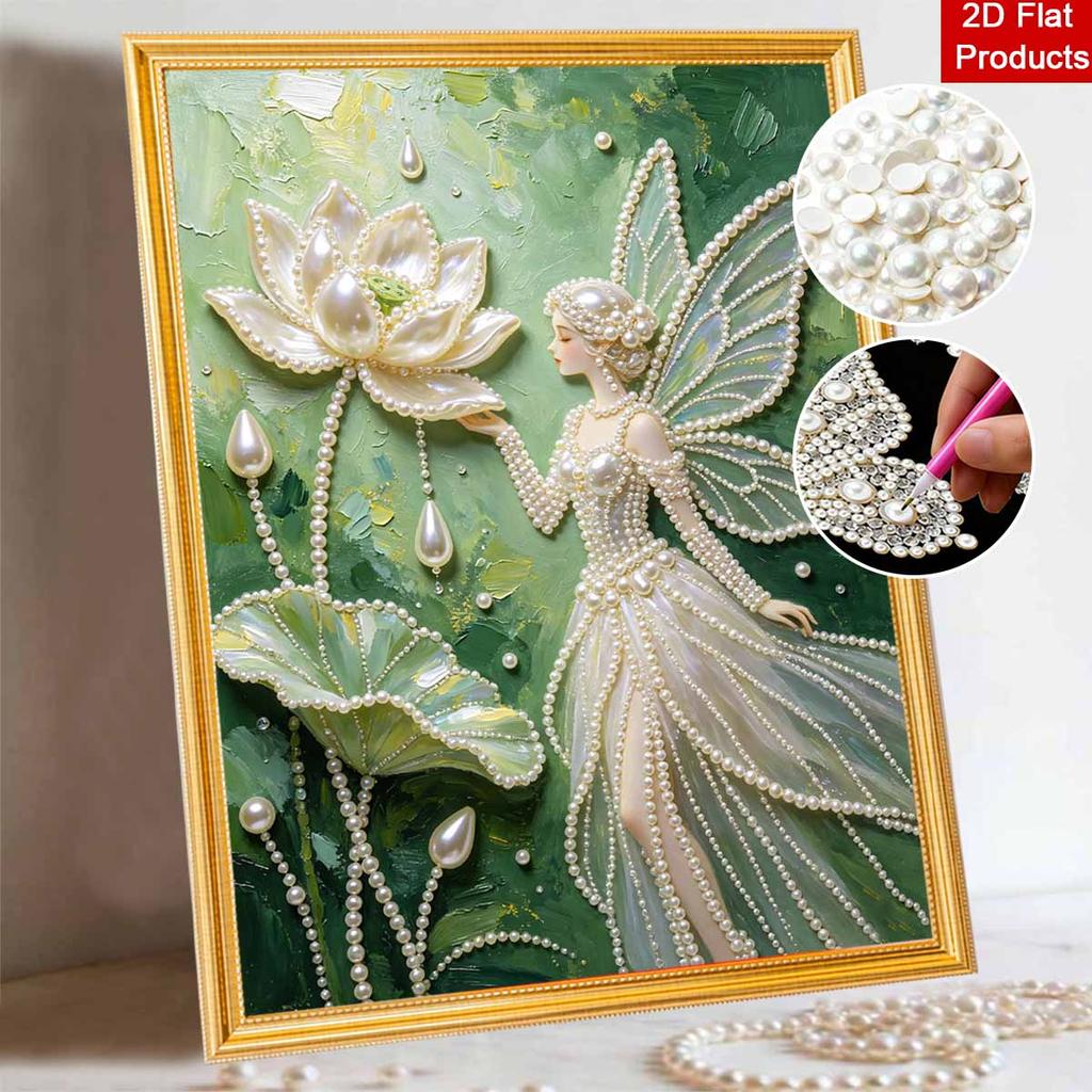Frameless DIY Pearl Bead Painting Kit Elegant Fairy Pattern Creative Relaxing Craft Canvas Home Decor Adult Gift