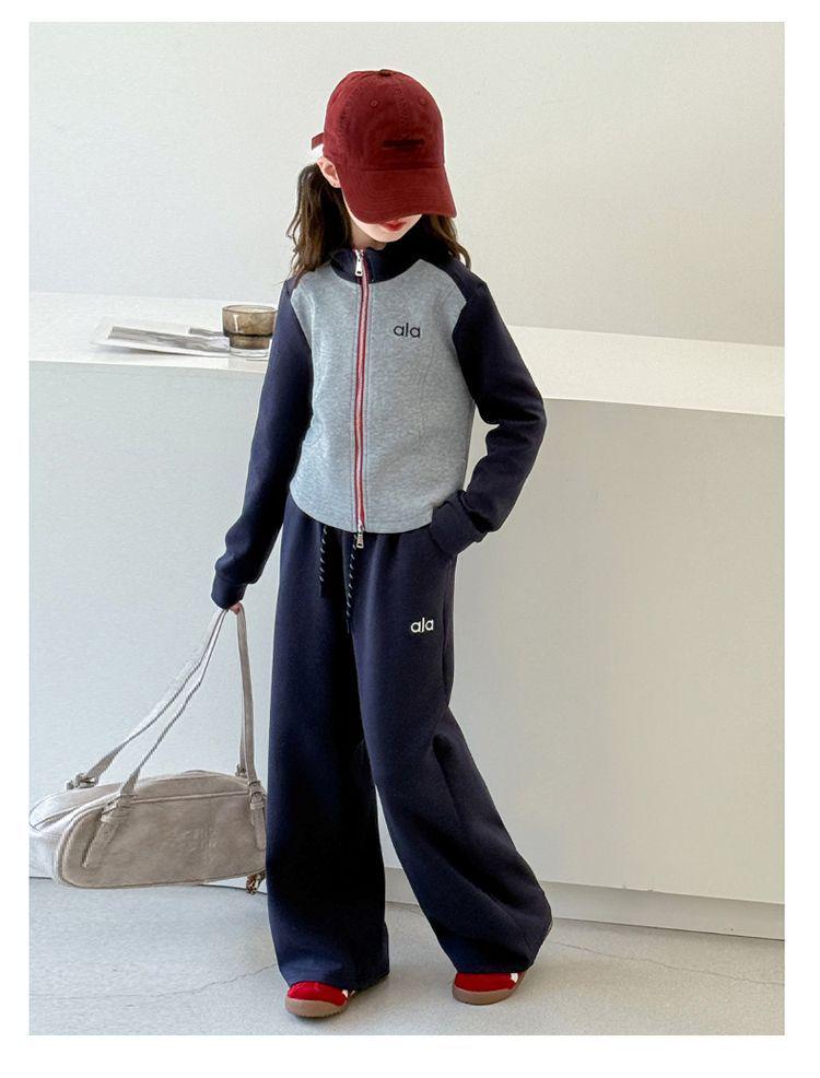 Girls' 2025 Trendy Autumn Outfit: Jacket & Pants Two-Piece Set for Big Kids