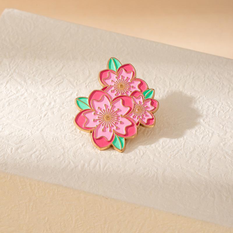 Exquisite Cartoon Cherry Blossom Brooch Drip Oil Enamel Paint Pink Flower Pin Backpack Collar Corsage Accessories Badge