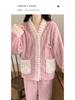 Winterpyjama aus Korallenfleece für Damen: Dickes, warmes Flanell-Loungewear-Set im süßen Stil