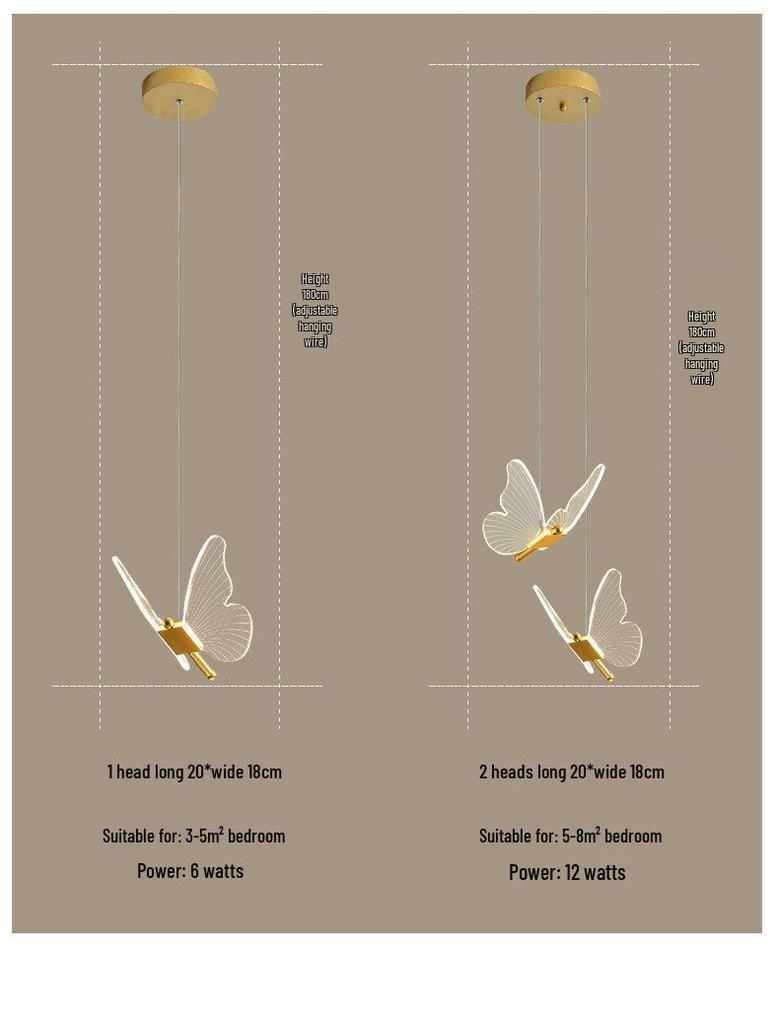 Nordic Luxury Butterfly Hanging Lamp - Modern Minimalist for Bedroom, Dining Room, or Staircase