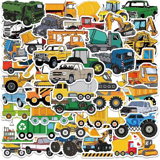 

50pcs Transportation Vehicle Truck Stickers Decals for Kids Toddlers Boys Girls, Cartoon Vehicle Vinyl Stickers for Water Bottle Laptop Skateboard 50pcs Vehicle Stickers