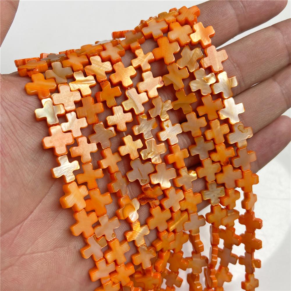 10MM Cross Shape Shell Flat Bead Charm Loose Spacer Beads For Jewelry Making Bracelet Handmade Earring Necklace Bracelet Diy