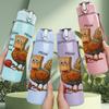 1PC Thanksgiving Turkey Bird 750ml Color Plastic Sports Water Bottle Leakproof Flip Straw Lid Suitable for Sports Office Home Use