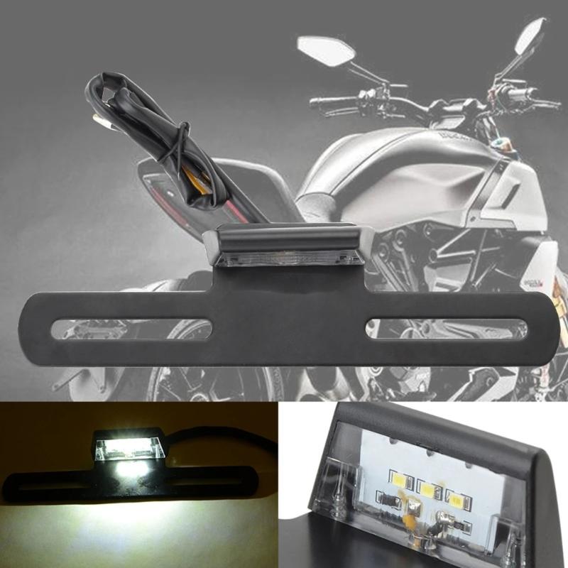 Aluminum Motorcycle License Number Plates Holder Frame with LED Light Tail Lamp LED Light Bracket