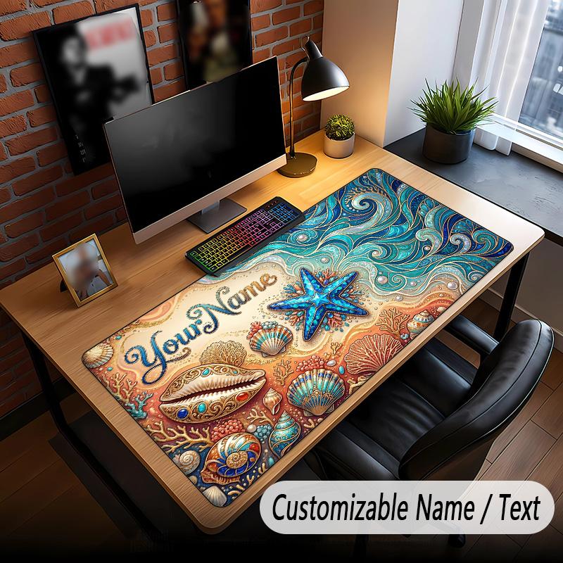 Fish Ocean Theme Custom Mouse Pad Personalized With Name Text Customized Desk Mat For Office Home Decor