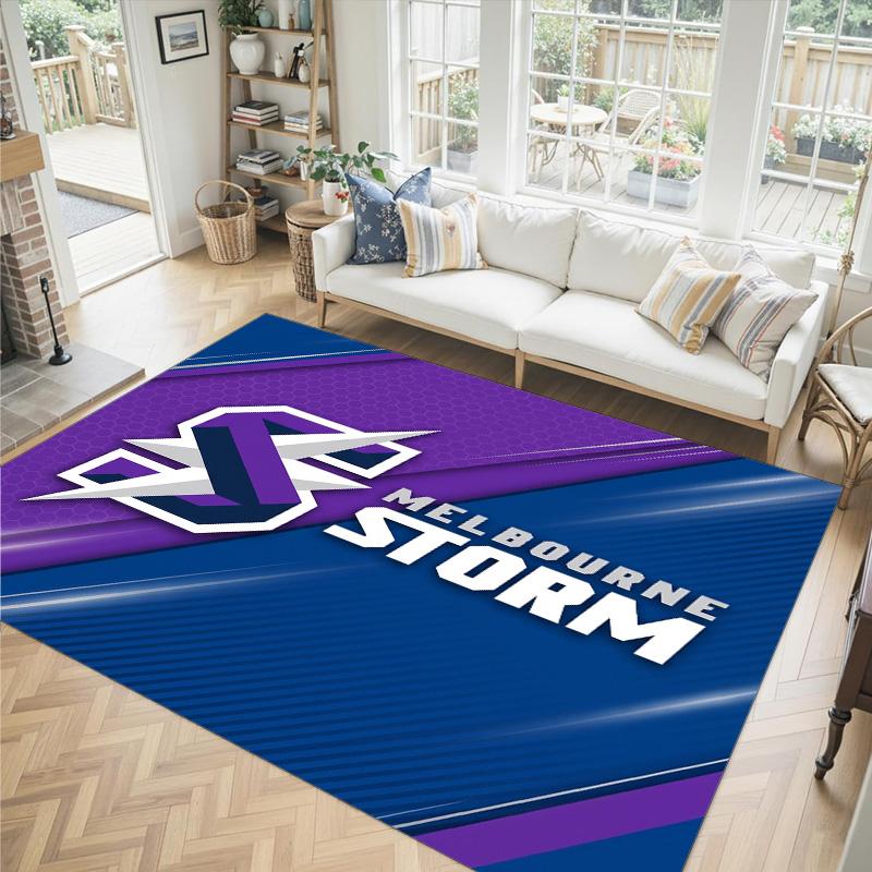 Melbourne Storm Design Crystal Velvet Carpet Cozy Non?Slip Printed Rug For Bedroom Living Room Entrance