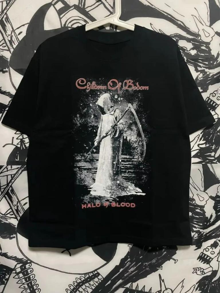 Metal Rock Punk T Shirts Bodom Band COB Band Peripheral Summer Print Casual Loose Cotton Short Sleeve Oversize TShirt Unisex
