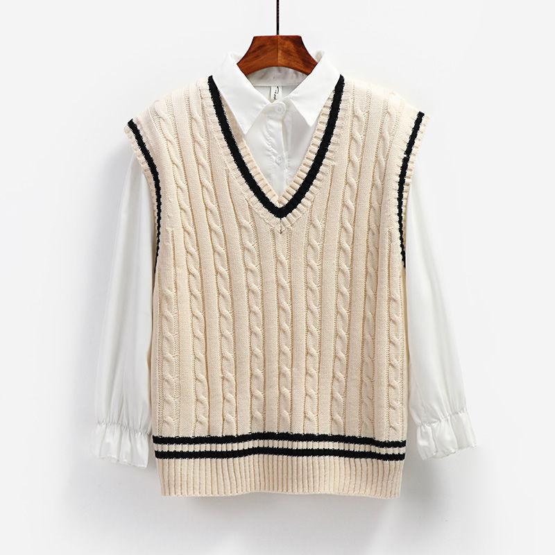 Gilet Donna Primavera Autunno Coreano Lavorato a Maglia Largo Pullover Femminile Casual Gilet Top Capospalla