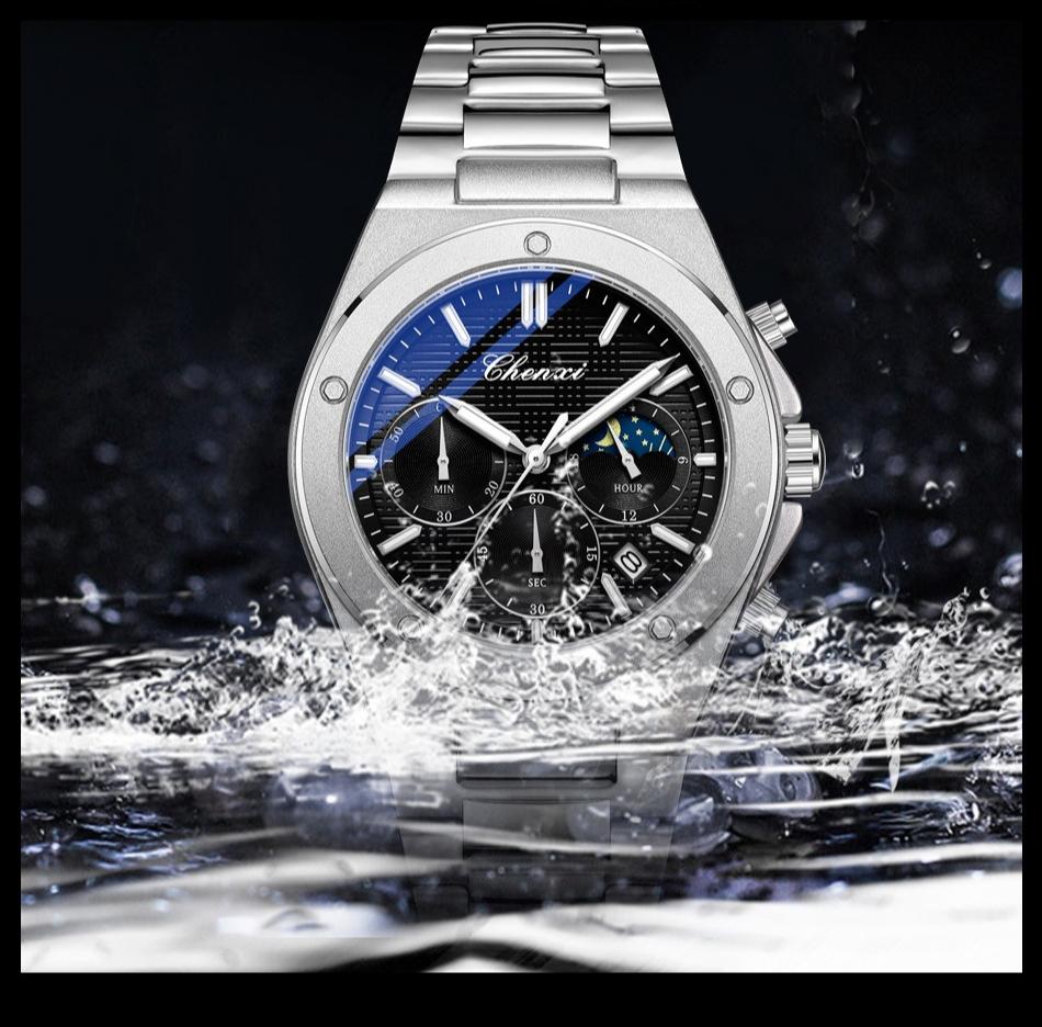 Men Multifunction Quartz Watch Luminous Waterproof Business Fashion Wristwatch