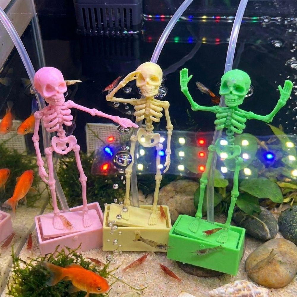 Realistic Dancing Skeleton Aquarium Bubbler Skeletons Statue Air Pump Dancing Skeleton  Underwater