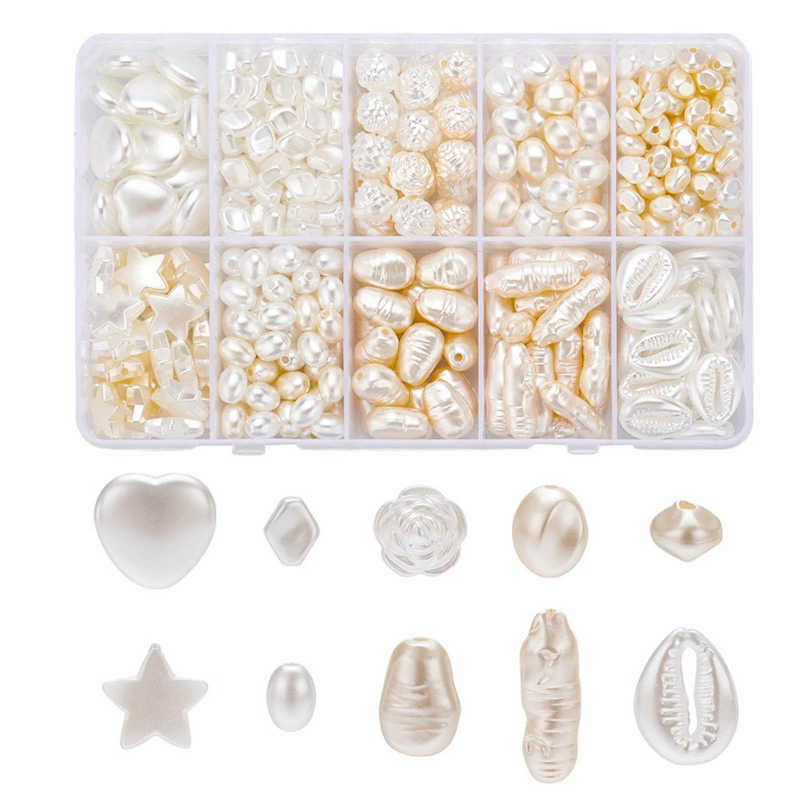 

1 Box Pearl Beads for Jewelry Making Imitation Pearl Loose Bead with Hole for DIY Crafts Earring Necklace Vase Filler 1