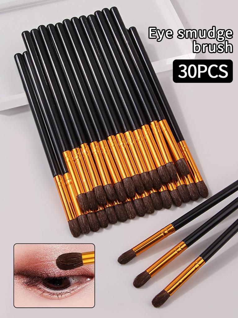 30PCS Portable small horsehair eyeshadow brush set, soft bristle high-gloss brush, smudging brush, beginner makeup brush