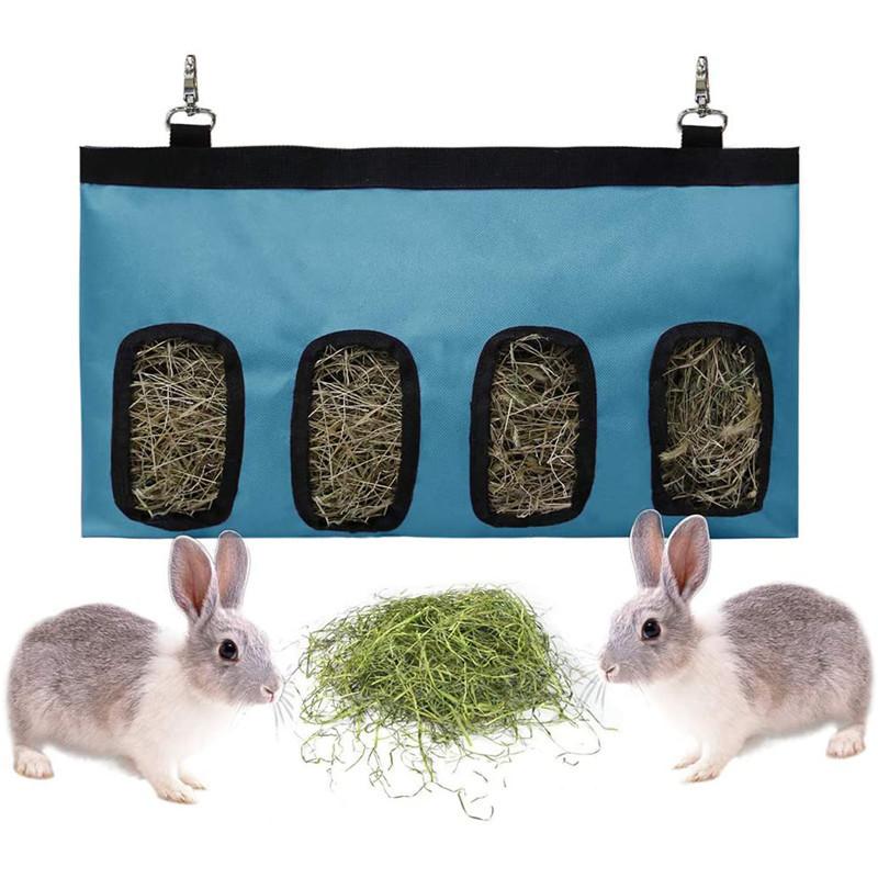 Hay Bag Hanging Pouch Feeder Holder Feeding Dispenser Container for Rabbit Guinea Pig Small Pet Animals Oxford cloth