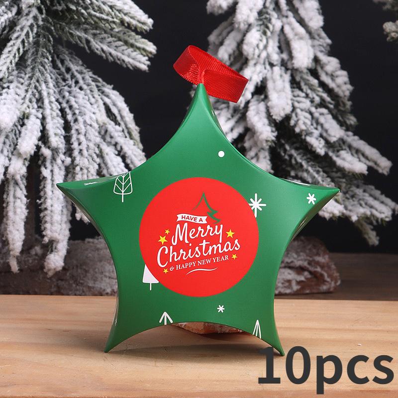10 Stück, Weihnachtsverpackungsbox in Sternform, Verpackungsbox für Süßigkeiten und Schokolade, Geschenkverpackungsbox zur Dekoration, Keksdose, Weihnachtsfeierbedarf