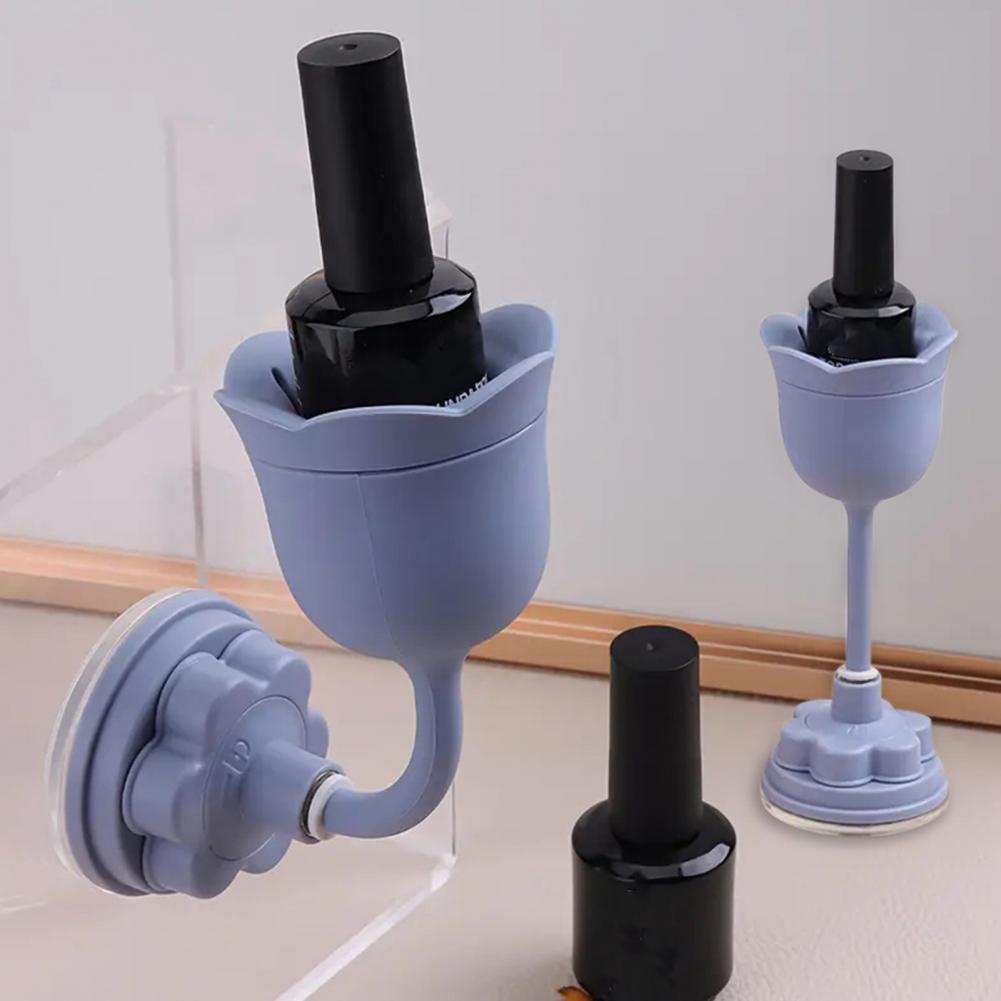 Flower Shape Nail Polish Holder 360 Degrees Rotating Tilted Anti-Spill Untippable Suction Gel Polish Bottle Stand
