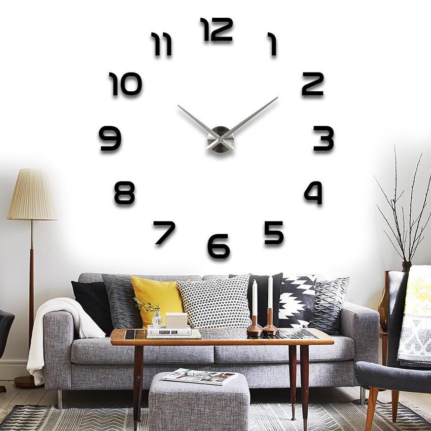 Extra Large 3D Acrylic Wall Clock - Creative DIY Clock Sticker for Living Room Decor