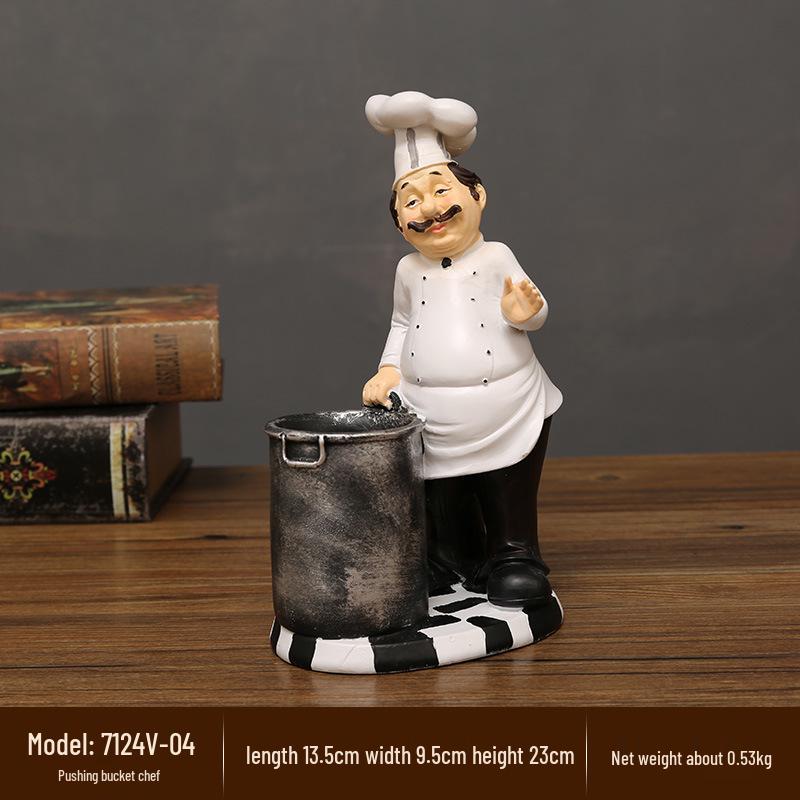European Chef Figurine - Decorative Ornament for Home, Cafe, Cake Shop, or Living Room