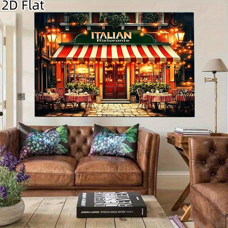 , 2D Flat - A Vibrant And Cozy Italian Restaurant-Themed Polyester Fabric Photography Backdropyzb