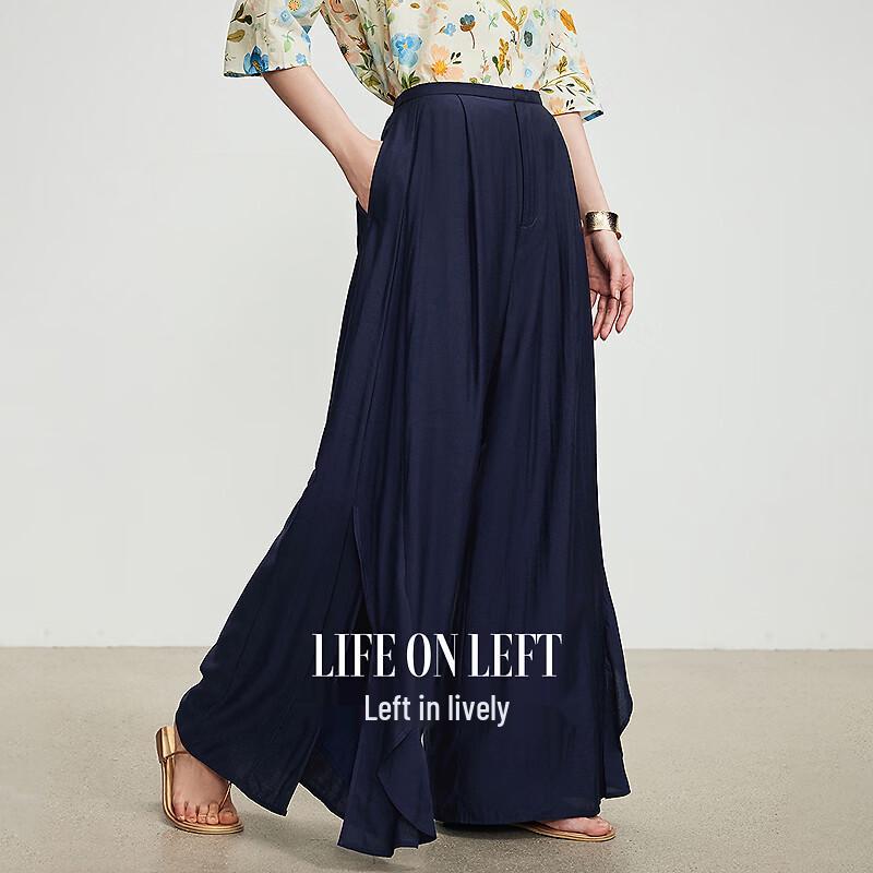 Women s Loose Fit Wide-Leg Pants with Irregular Slit L