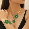 Floral Alloy Jewelry Set Women Necklace Earring Anklet With Painted Flower Pendant KC Gold Plated 2025