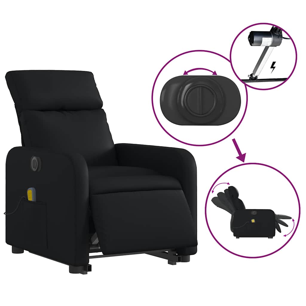 Vidaxl Reclining Lift Chair with Massage, Electric, Black