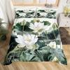 Lotus Duvet Cover, Water Lily Bedding Set, Lotus Leaf Quilt Cover, Summer Theme Print Comforter Cover For Girl Women Twin King