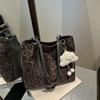 High Value Suede Leopard Print Tote Bag Large Capacity Fashion Commuter Shoulder Messenger Bag