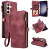 Flip Zipper Wallet Cards Solt Leather Case for Samsung Galaxy S25 Ultra S24 Plus S23 S22 A55 A15 A35 A34 A54 Phone Bags Cover
