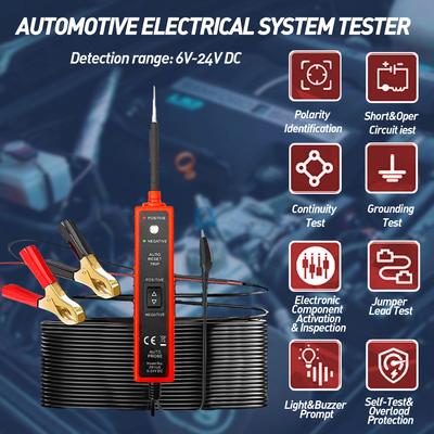 Tester de sondă pentru circuit de putere 6-24V DC, lumină de testare, scurtcircuit, componente auto, polaritate electrică, identificare tester de continuitate