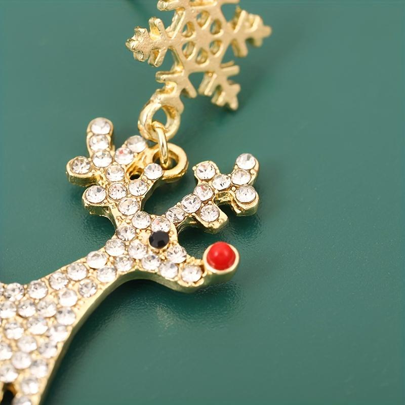 1 Pair Of Sparkling Christmas Elk Snowflake Shaped Earrings Christmas Earrings Are Fun And Festive Christmas Gifts For Women