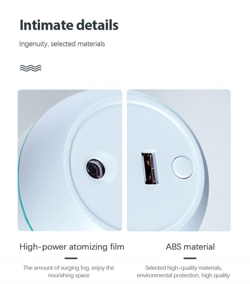 Mini umidificator USB pentru uz casnic pentru a crește umiditatea aerului și a ameliora uscăciunea pielii, lumină de noapte mută, portabil, desktop mic
