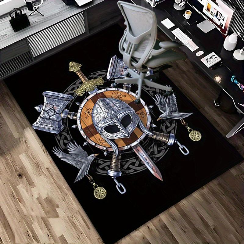1pc Viking Shield Themed Rug for Home Decor, Non-slip Office Carpet, Chair Mat, Outdoor Mat, Christmas and Halloween Gifts-0731089