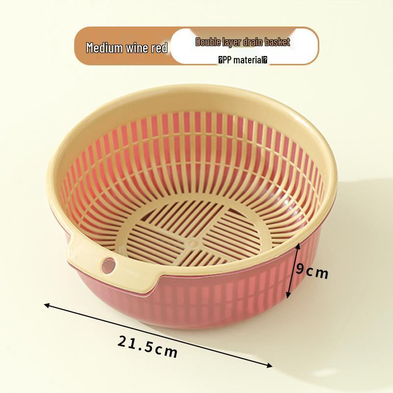 Dual-Layer Kitchen Storage Basket: Drainable, Multi-Purpose for Fruits & Vegetables