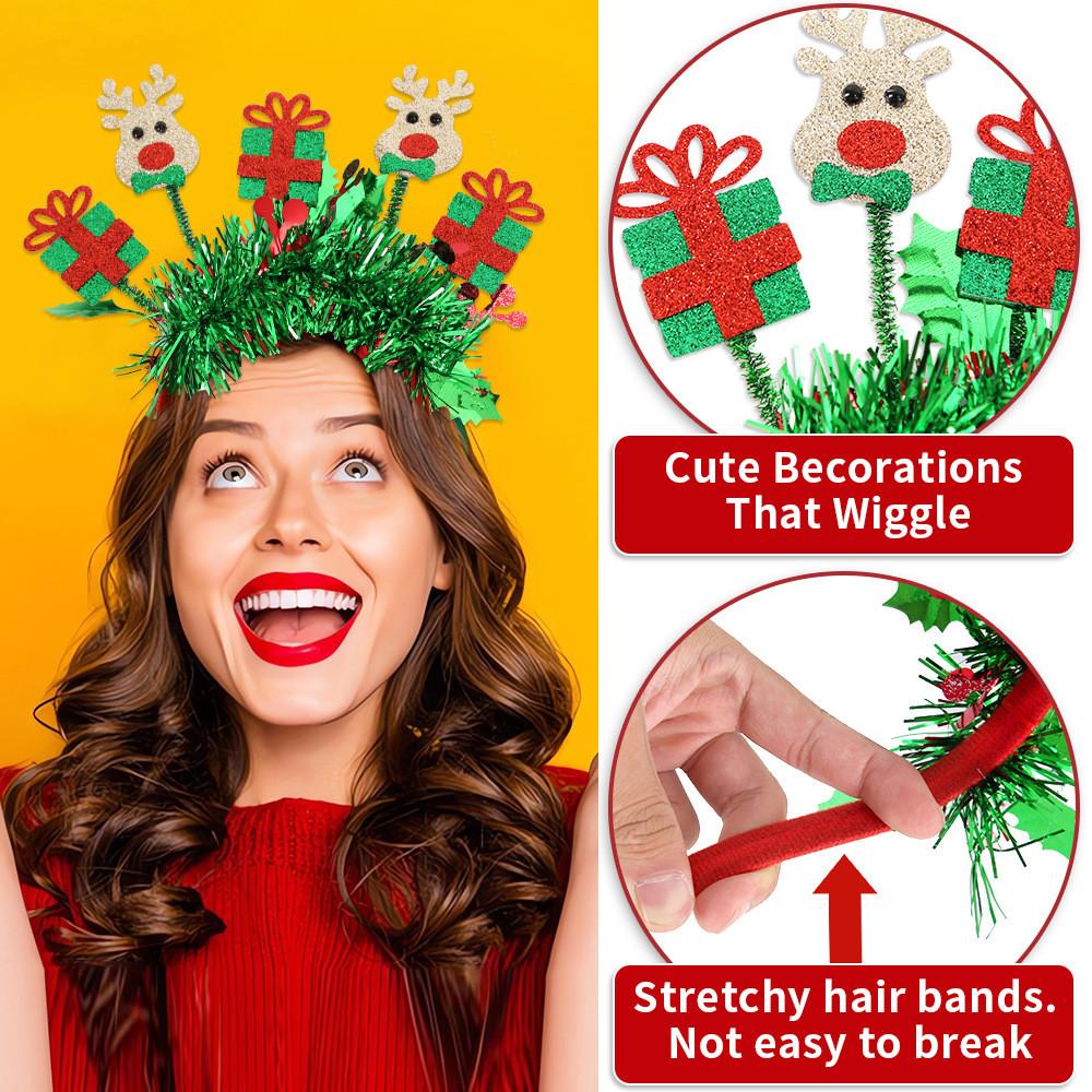 Theme Sparkling Christmas Reindeer Santa Claus Headband Year End Headwear Party